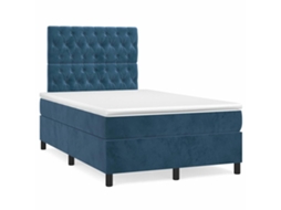 Cama Boxspring Com Colchão 120x190 Cm Veludo Azul-escuro