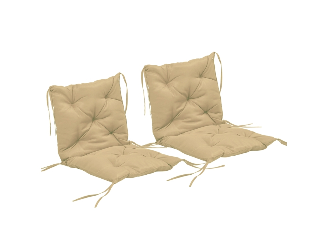 Conjunto 2 Almofadas Assento 98x50cm Amarras 8cm Cáqui VELTRIX