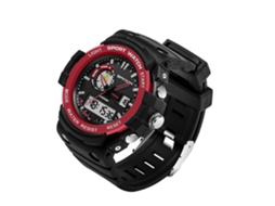 Relógio de pulso digital luminoso Sanda Moderno e Simples para crianças (preto, vermelho)