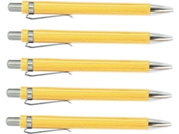 Conjunto De 5 Canetas Esferográficas Bambu, Portáteis, Rollerball,