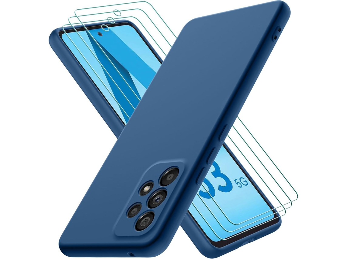 Capa Ultra Fina Interior Para Samsung Galaxy A53 5g Hongwe. Vidro Temperado Textura Macia Anti-choque Azul