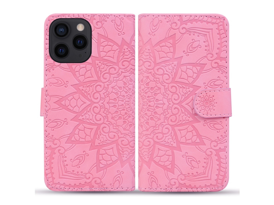 Capa Em Couro Pu, Para Apple Iphone 16 Pro Max, Rosa