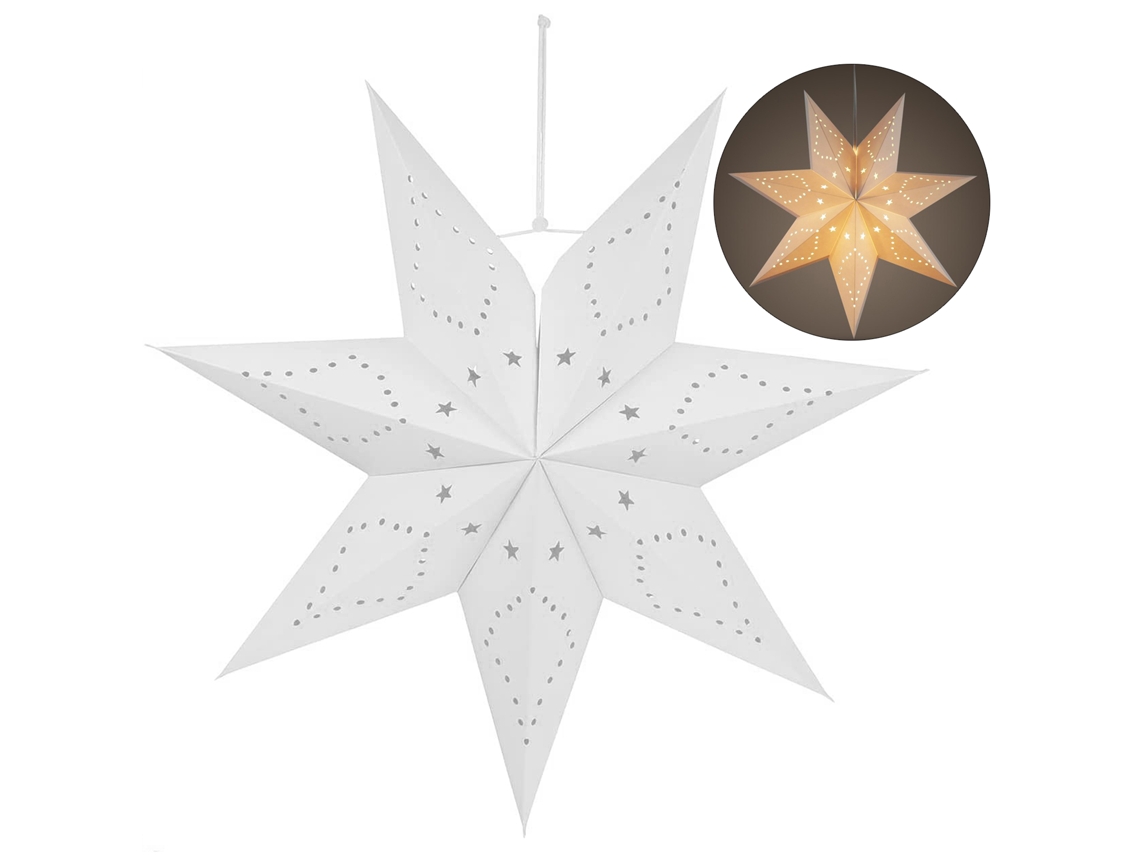 Abajur Branco Teto 3d Estrela Sete Pontos