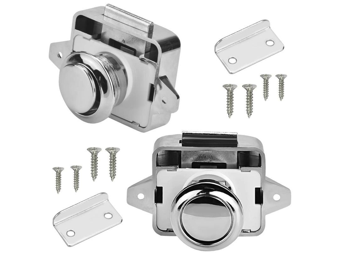 2 Cerrojos De Empuje Para Muebles De Rv, Cerrojos De Metal Sin Llave Para Cajones Y Armarios