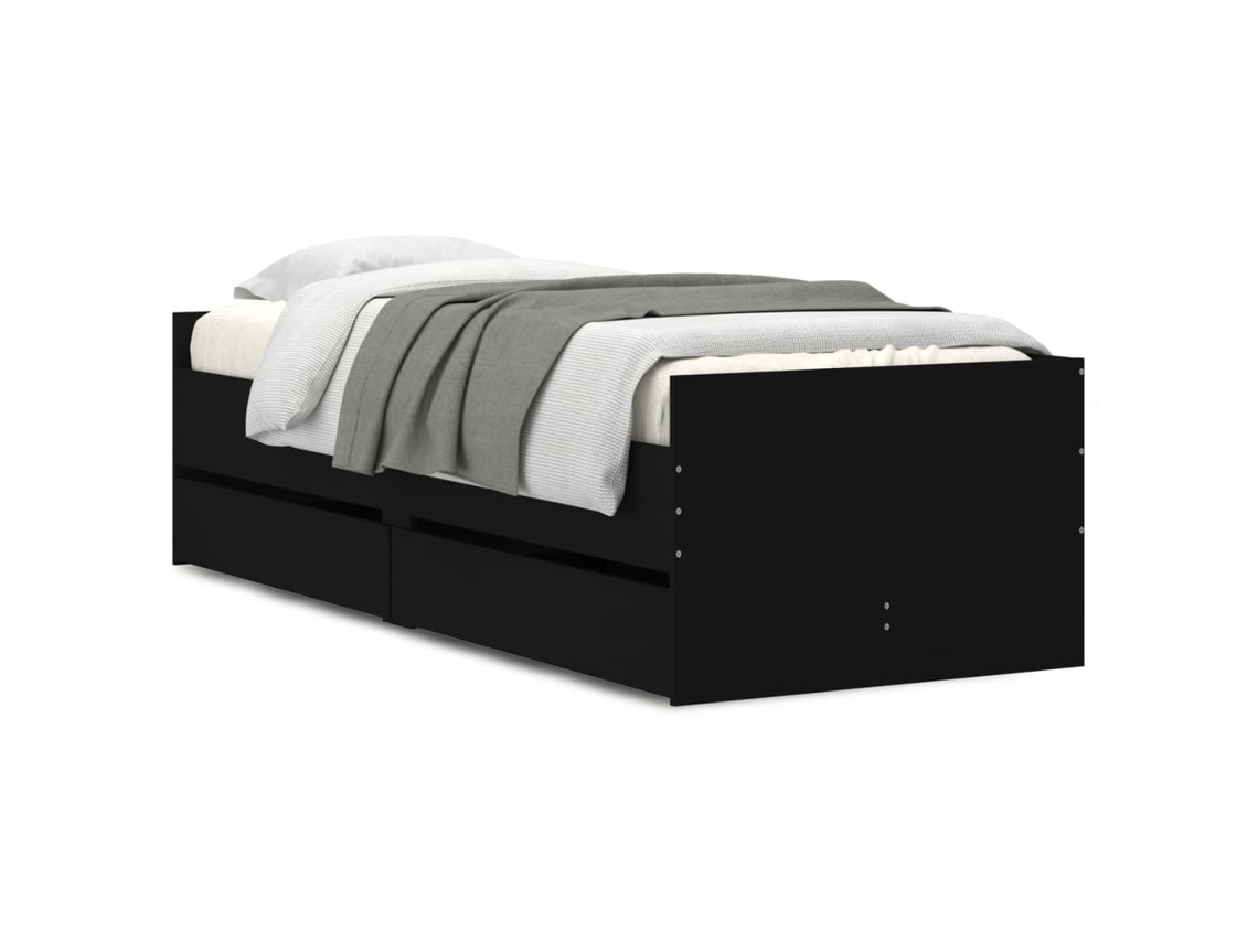 Estrutura de Cama com Gavetas 90x190 Cm Preto MAISON EXCLUSIVE