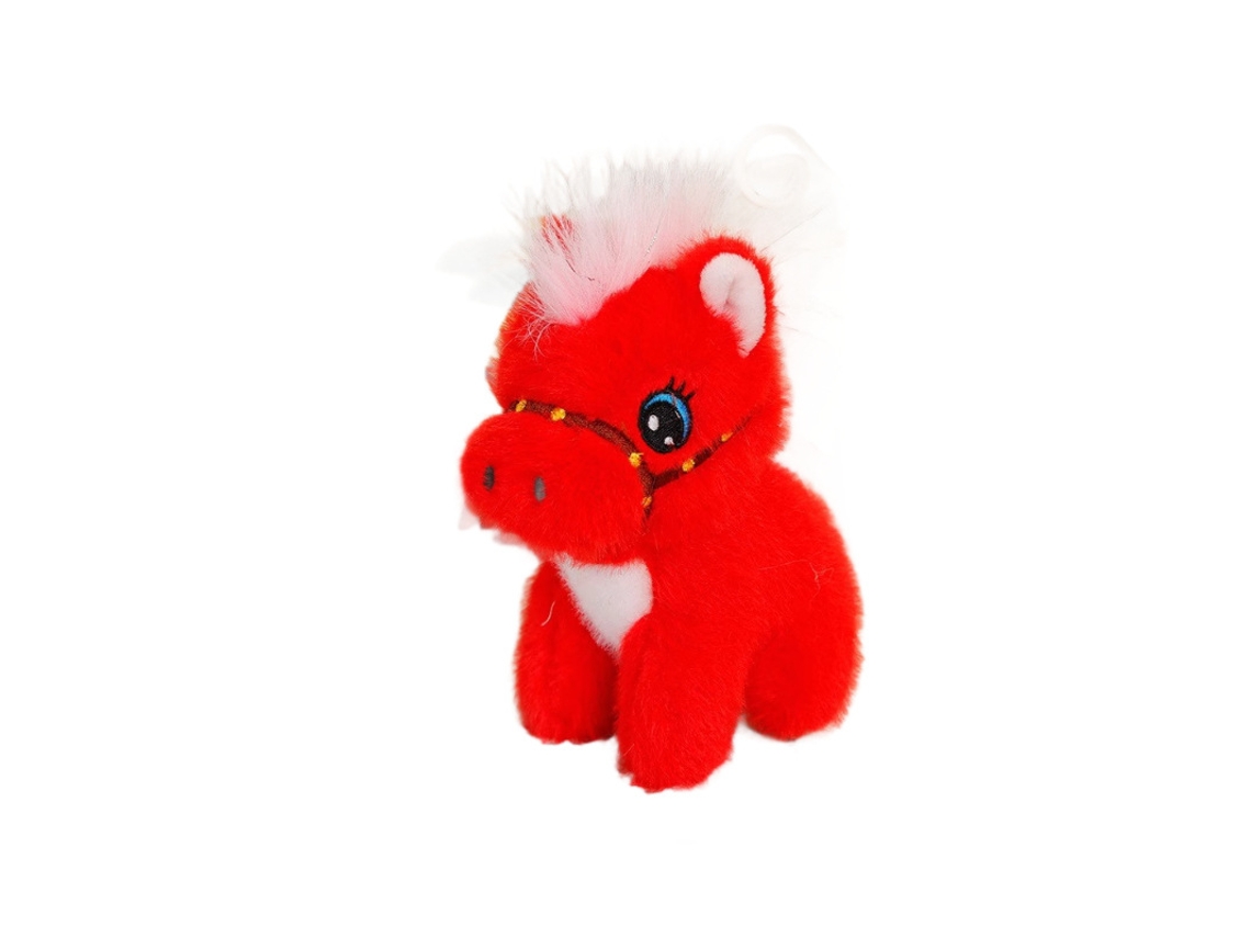 Chaveiro de Pelúcia Cavalinho Sentado Boneco Estilo Chibi Vermelho CHABERLU