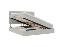 Cama com Arrumação e Led Cinzento Claro Veludo MAISON EXCLUSIVE (160x200 cm)