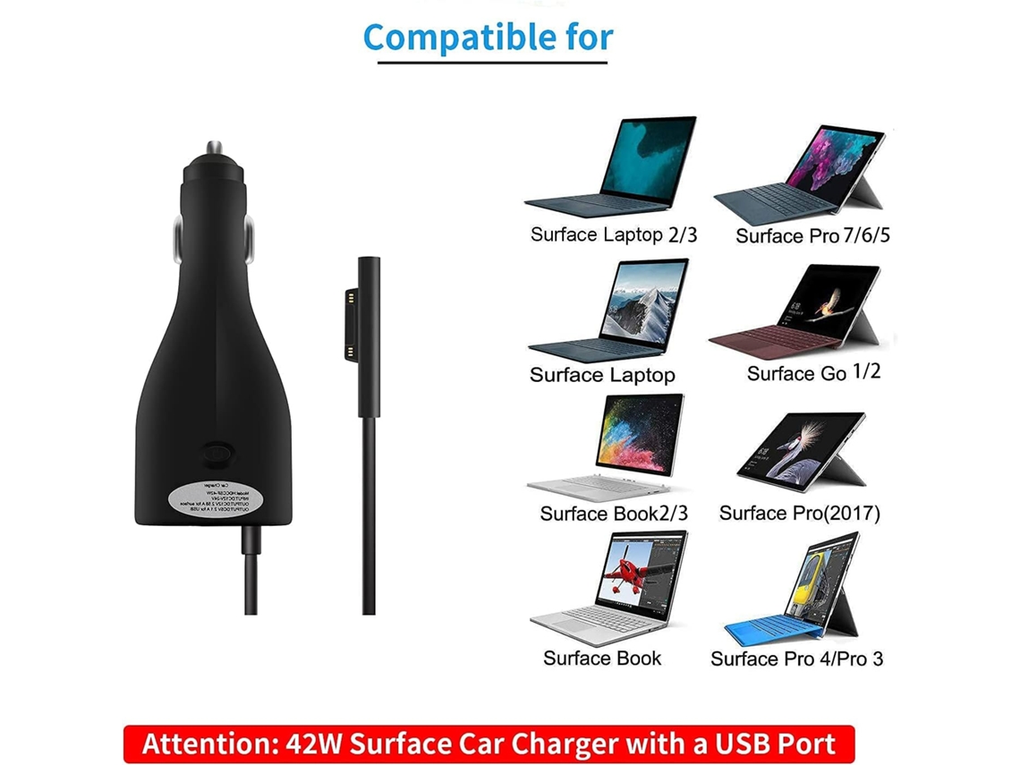 Surface Pro Car Charger 42W 12V 258A Power Supply For Microsoft Surface