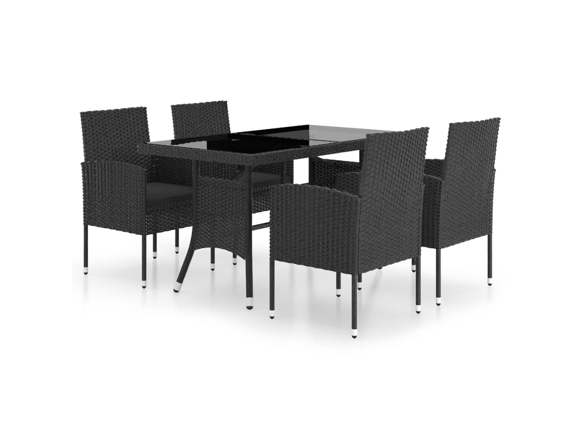Maison Exclusive - 5 Pcs Conjunto De Jantar Para Jardim Vime Pe Preto