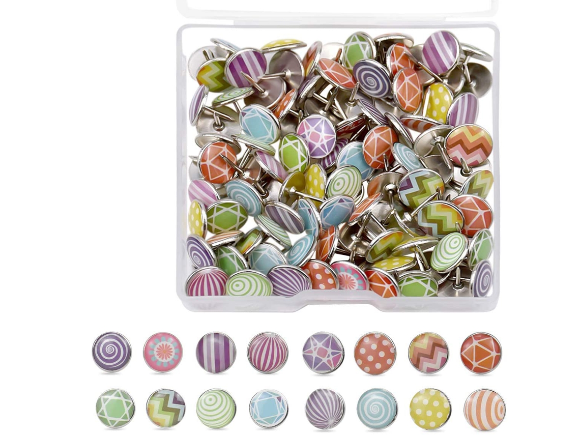 Pacote com 100 Tachinhas Decorativas, Ideais para Mapas do Mundo BRILVIBERA