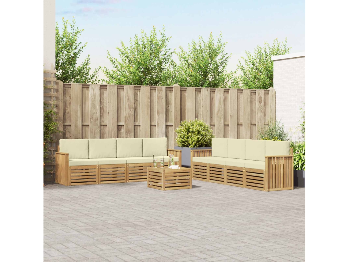 Vidaxl Conjunto De Sofás Para Exterior 9 Unid. Branco E Creme