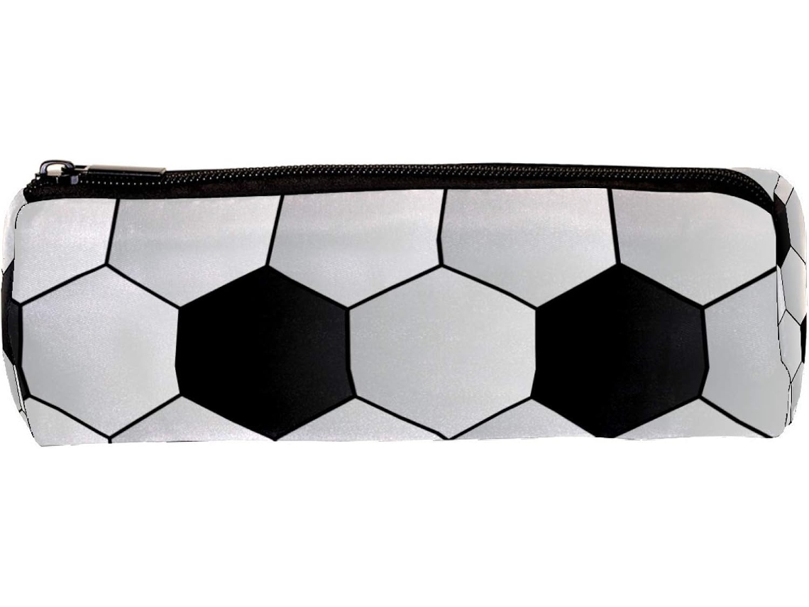Porta-lápis texturizado com tema de futebol, organizador de mesa, item essencial para escola e escritório.