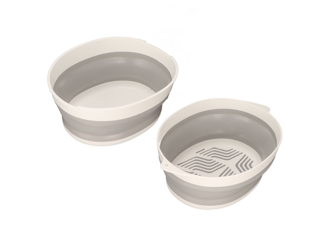 Cesta De Drenagem Dobrável Camada Dupla, Cinza Branco Pequeno, Armazenamento Frutas E Vegetais Para Cozinha Ao Ar Livre
