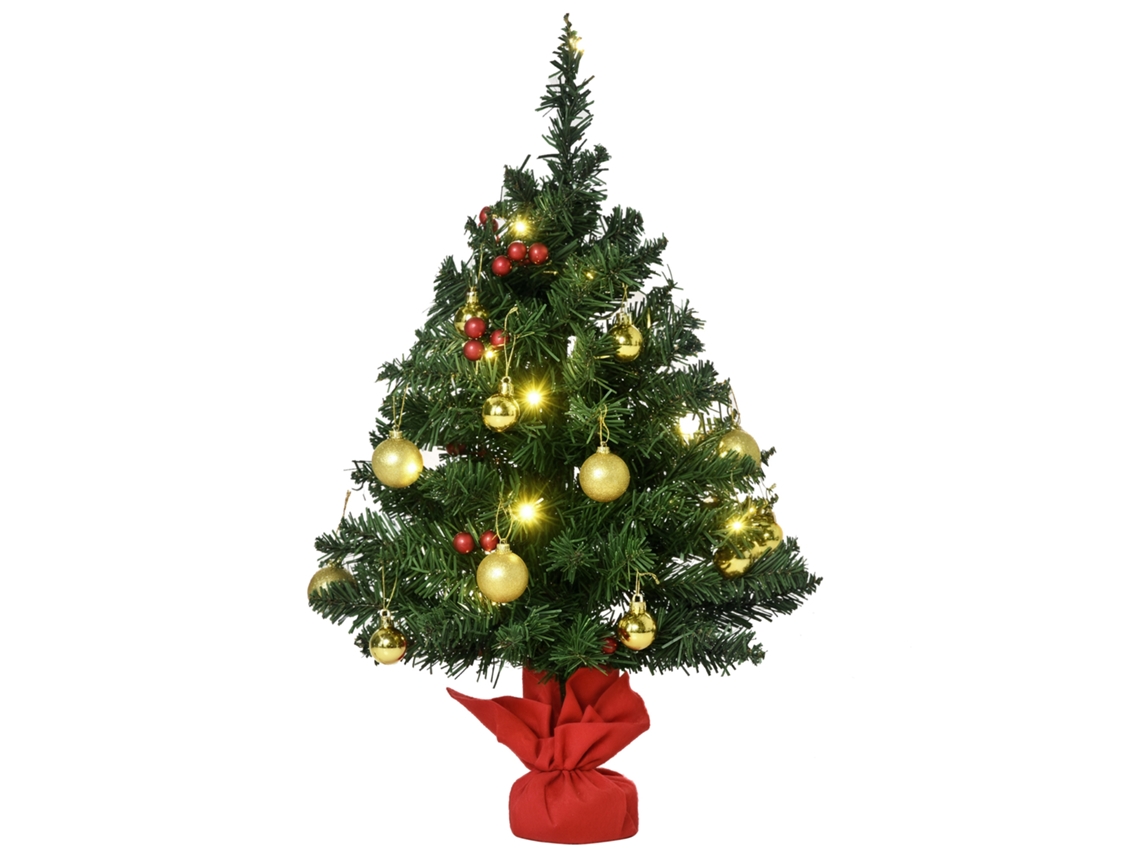 Mini árvore de Natal EOOCOO (60 Cm, com Bolas e Lâmpadas Led)