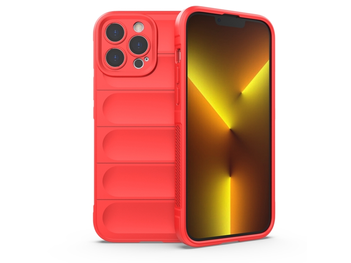 Capa Halinuia Para Iphone 13 Pro Max Magic Shield Tpu Vermelha (proteção Total, Interior Em Flanela)