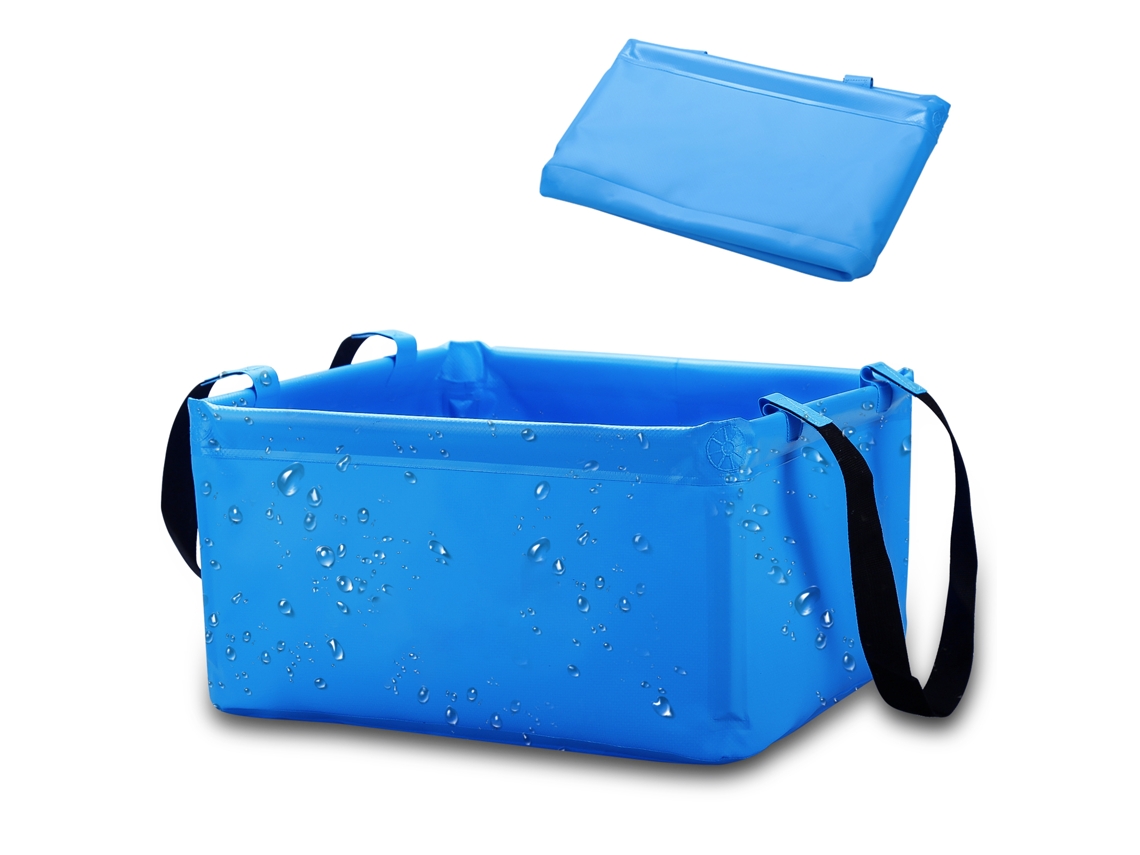 Balde de Água Dobrável 15l, PVC 500d, Impermeável, Multiuso, Bacia, Lavagem, Azul S/MARCA