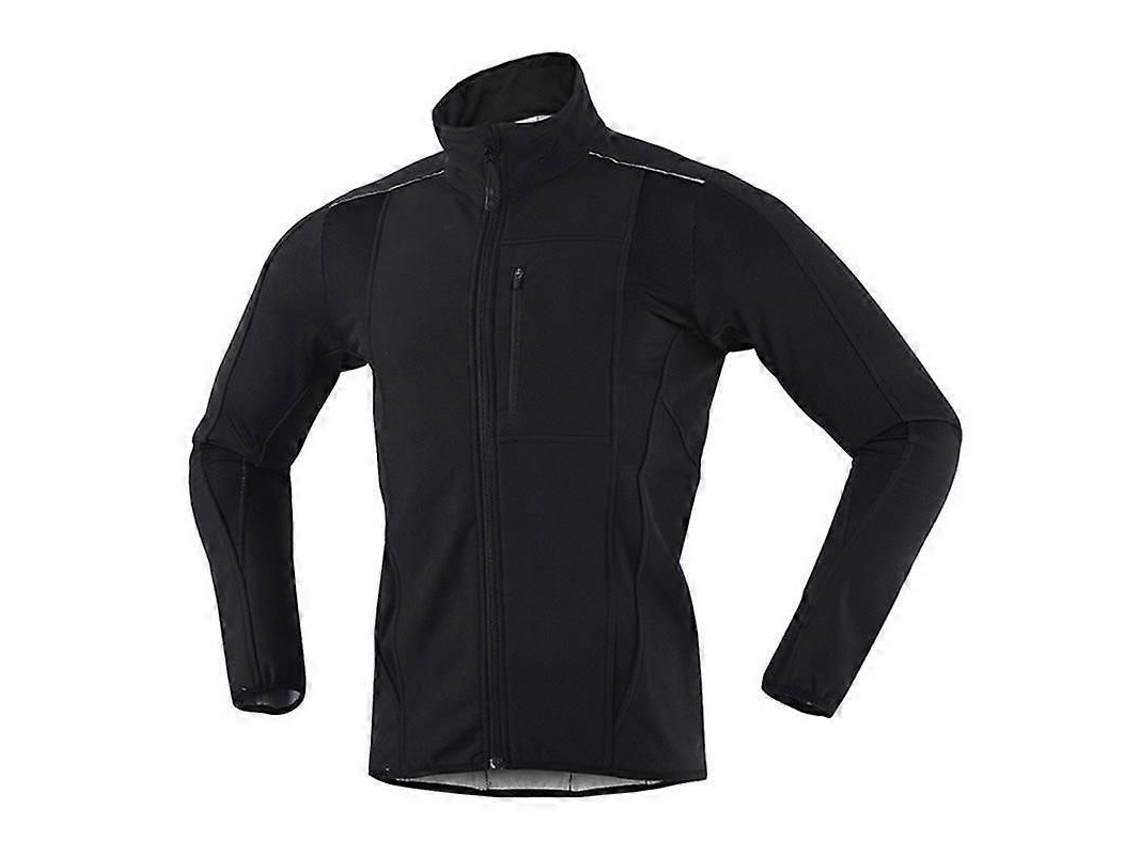 Jaqueta térmica masculina para ciclismo, à prova de vento, impermeável, forrada com lã, para inverno, preta, tamanho P.