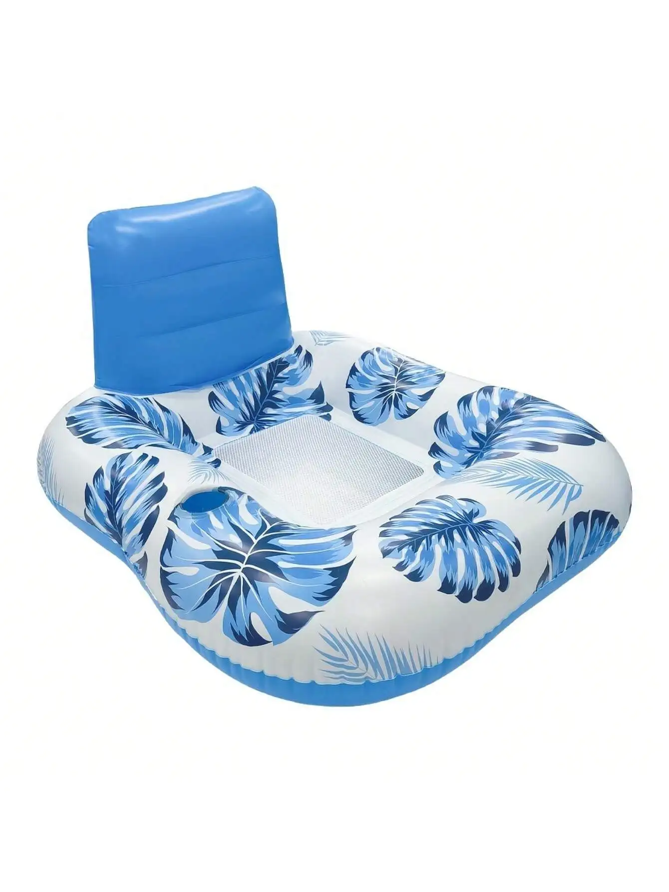 (azul) Cadeira De Natação Inflável Com Encosto, Assento Flutuante Inflável Para Uso Externo, Brinquedo Aquático Em Pvc Para Piscinas.