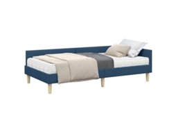 Conjunto de 2 Estruturas de Cama de Canto com Colchão Azul Tecido MAISON EXCLUSIVE