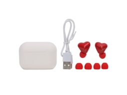 Auriculares Inalámbricos Bluetooth 5.3 Con Forma de Corazón, Cancelación de Ruido Y Estuche de Carga Rojo