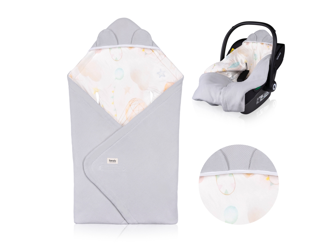 Manta Envolvente De Bebé Lionelo Travel Swaddle Blanket - Compatível Com Cadeira Auto Alcofa E Carrinho - Tog 2,5 - 90x90cm