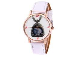 Relógio de quartzo unissex com pulseira de couro PU, mostrador Batman e branco Zhoulianfa