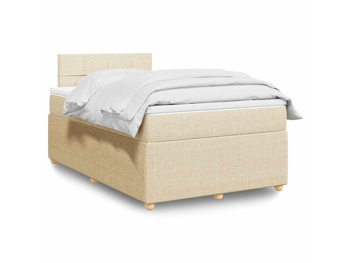 Vidaxl Cama Boxspring Com Colchão 120x190 Cm Tecido Cor Creme
