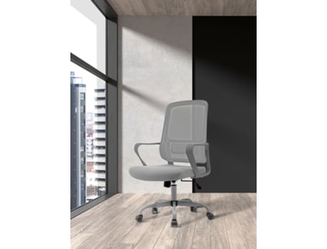 Cadeira de Estudo HISPANOHOGAR Noah Tecido e Rede Cinzento com Rodas 99-109X59X56 Cm