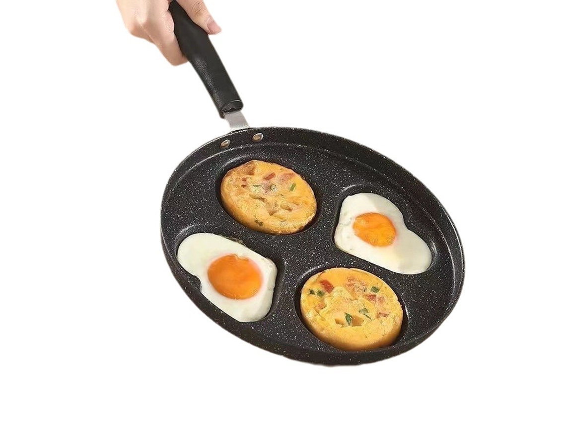 Frigideira Antiaderente 4 Cavidades, Forma de Coração e Círculo, Ideal para Panquecas e Ovos UIMBER