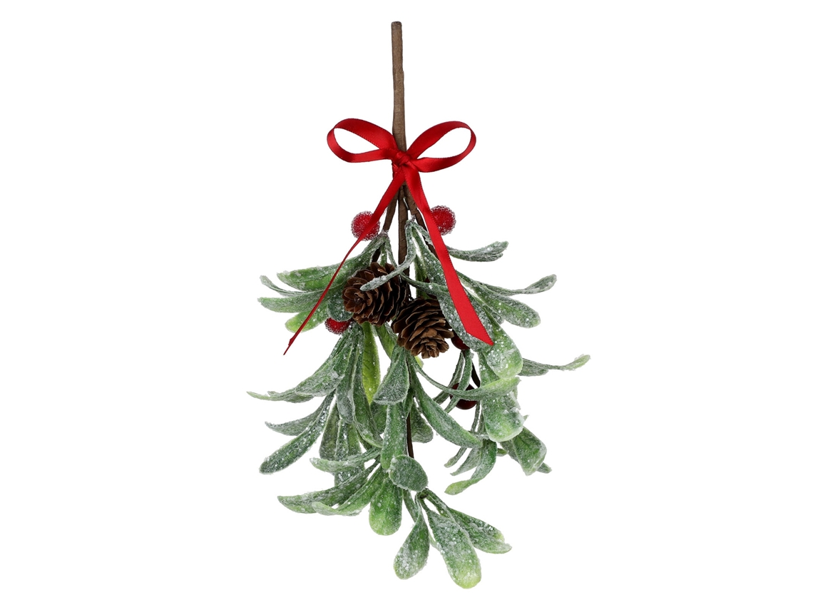 Folhas de Visco Artificial Decorativo de Natal Verde Festivo Ornamentos de Férias Plástico 28cm