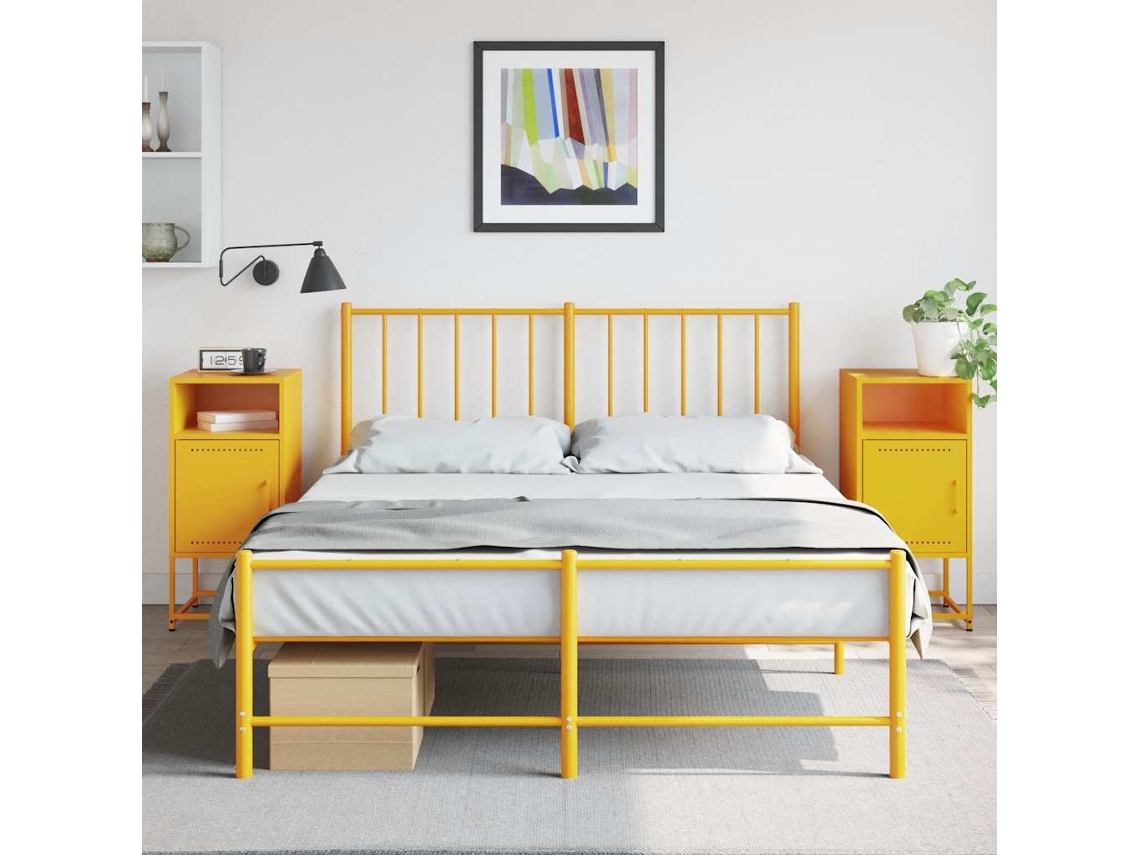 Vidaxl Mesas De Cabeceira 2 Pcs 36x39x78 Cm Aço Amarelo Mostarda