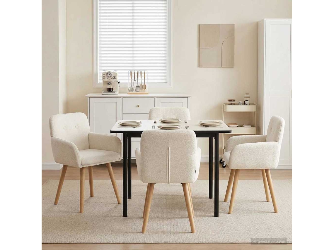 Vidaxl Cadeiras De Jantar 4 Unid. Bouclé Creme 59 X 57 X 85 Cm