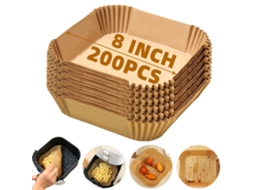 Pacote Com 200 Unidades De Forros Descartáveis ​​para Fritadeira, Papel Quadrados 20 Cm (8 Polegadas) Para Fritadeiras 2 A 5 Litros (2 Qt),