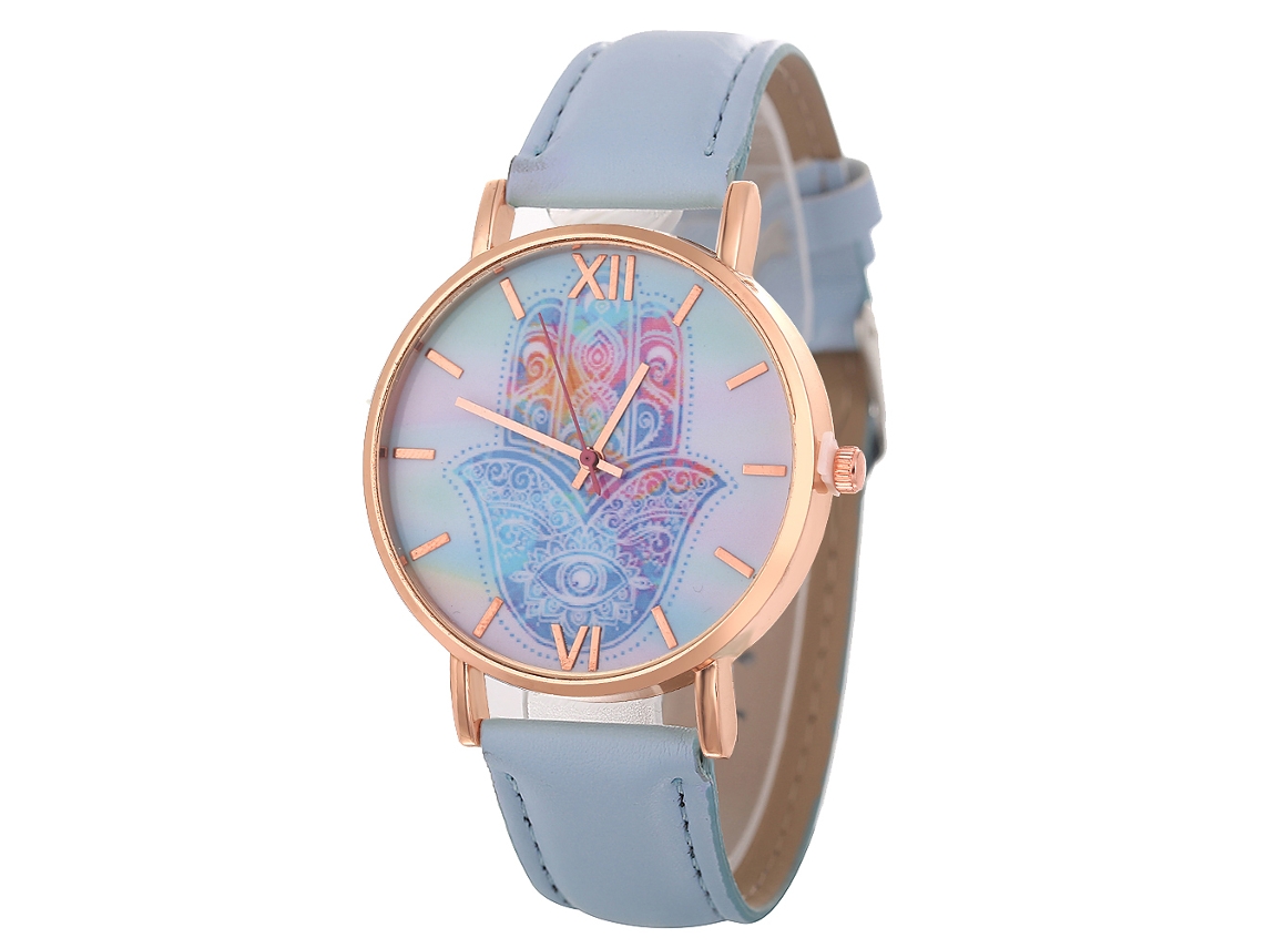 Relógio de quartzo unissex elegante e casual, ideal para presentear casais (azul claro)
