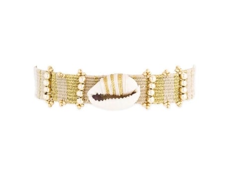 Bracelete Hipanema Bracelete Hipanema Sunkiss Naturel Algodão Concha 18 Cm