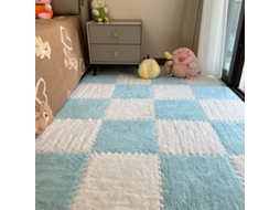 Tapete Para Brincar Eifson - 15 Peças De Quebra-cabeça De Pelúcia Em Formato De Quadrados - Branco E Azul Claro