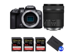 Eos R10 + Rf 15 30mm F4.5 6.3 Is Stm + 3 Sandisk 64gb Uhs ii 300mb/s + 3 Canon Lp e17 + Ebook “20 Dicas para Fotos Que Impressionam” CANON