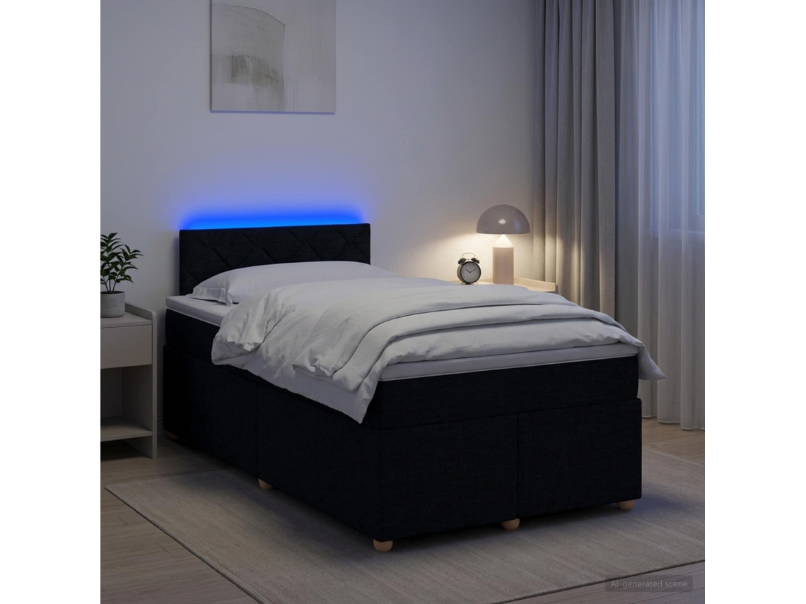 Vidaxl Cama Box Spring Com Colchão Preto 120 X 200 Cm Tecido