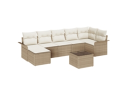 Conjunto 8 Sofá De Jardim Vidaxl Bege Vime Pe (297,5 X 132,5 X 69 Cm)