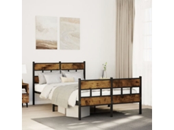 Vidaxl Estrutura de Cama Sem Colchão 120x200 Cm Metal Carvalho Fumado