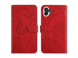 Capa De Celular Flip Em Couro Sintético Com Estampa De Borboleta E Toque Suave Para Celular For Nothing Phone 1 Ht03