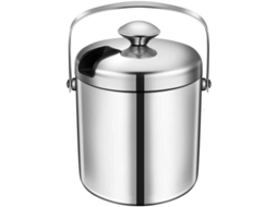 Balde De Gelo Premium Em Aço Inoxidável, 1,3l, Parede Dupla, Com Tampa E Pinça, Para Bares E Festas