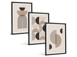 Composição De Quadros Padrões Minimalistas Abstratos Moldura Preta Imagens Para Um Quarto Infantil Espelharte (3 Piezas De 40x60 Cm)