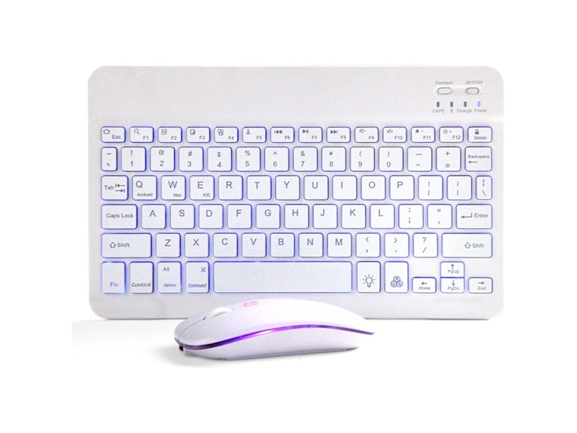 Lurelia Conjunto Teclado E Rato Sem Fios, Bluetooth, Recarregável, Silencioso, Led, Compacto, Retro, Ipad Pro