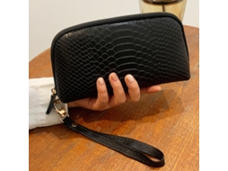 Carteira Feminina Clutch Couro Genuíno Estilo Clássico Grande Capacidade Multifuncional