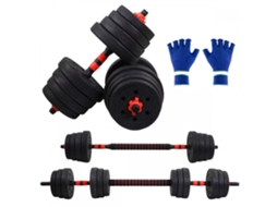 Conjunto de halteres e barra Até 30 kg ajustáveis 51-135 cm com acessórios Maxifit