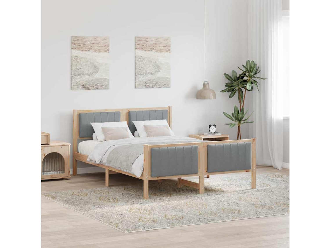 Vidaxl Estrutura Da Cama Marrom E Cinza Claro 140 X 200 Cm