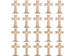 Conjunto 20 Cruzes Madeira Artesanais Decoração Religiosa Ornamentos Decorativos Festas Natural 10 Peças GOKOCO
