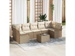 Vidaxl Conjunto De Sofá De Jardim 8 Unid. Bege E Creme Vime Pe