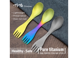 03tito Colher Portátil De Titânio Para Camping Piquenique Trilhas E Viagens - Utensílio De Mesa 2 Em 1 Ultraleve